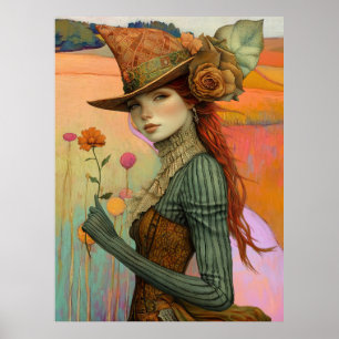 Poster *~* FD2 Floral Fall Girl Automne Retro Casquette 2