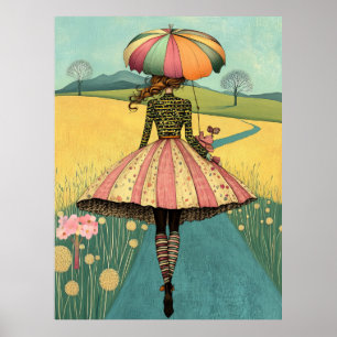 Poster FD2 Floral Rétro Fantaisiste Fille Art Vintage 7
