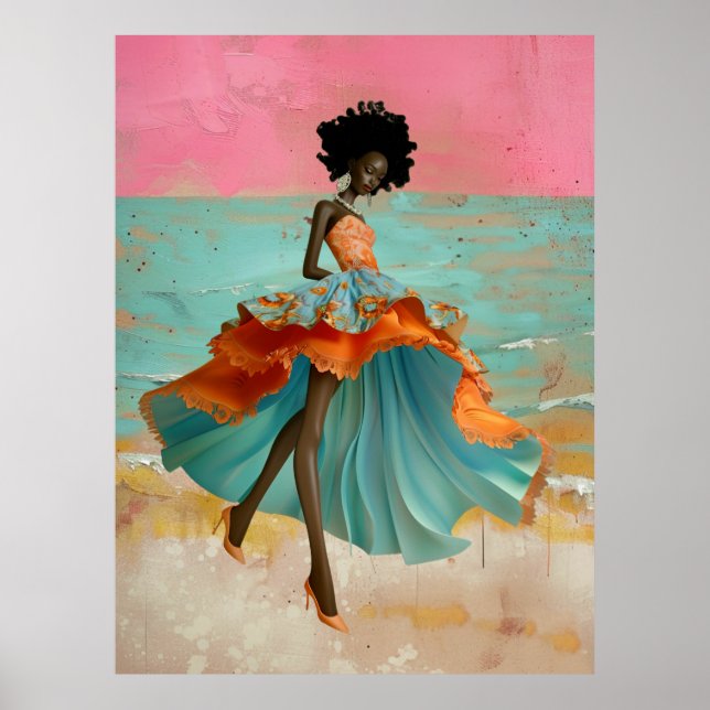 Poster *~* FD2 GODDESS tropicaux Vibrant femme noire 39 (Devant)