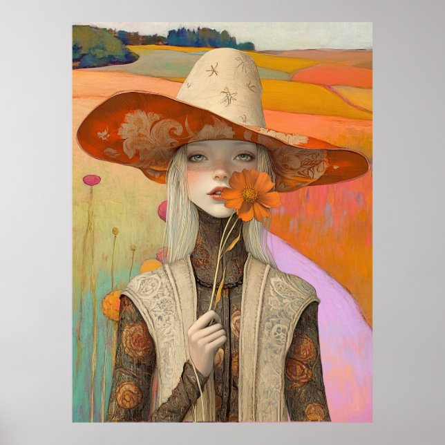 Poster *~* FD2 Retro Floral Fall Girl Automne Casquette 2 (Devant)