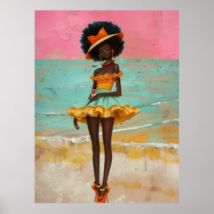 Poster *~* FD2 Vibrant Tropical GODDESS Black Woman 33