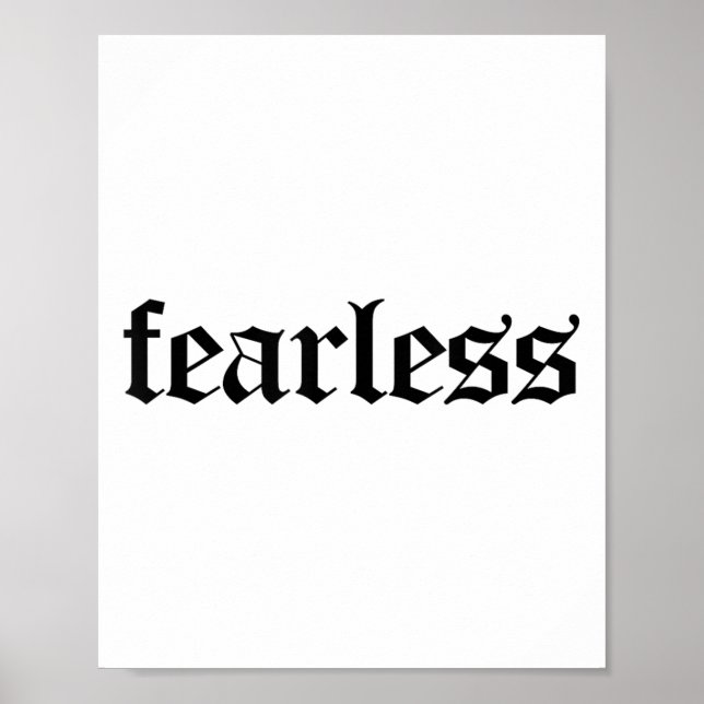 Poster Fearless Tee Shirt, Fearless And Strong Motivation (Devant)