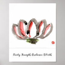 Poster featuring a stylized lotus blossom