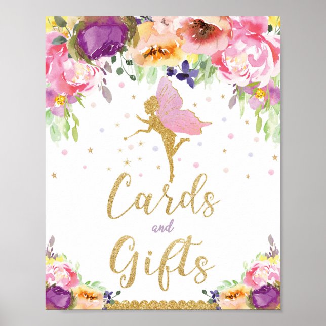 Poster Fée Anniversaire Cartes et Cadeaux Bébé Fille Douc (Devant)