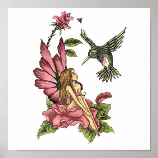 Poster Fée aux colibris