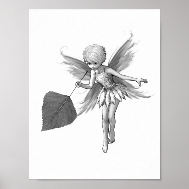 Poster Fée d'arbre d'Aspen avec feuille (Devant)