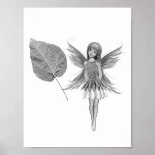 Poster Fée de Catalpa Tree avec feuille