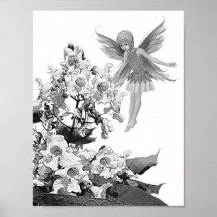 Poster Fée de Catalpa Tree avec fleurs