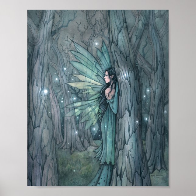 Poster Fée de la forêt foncée Mystique Imaginaire Art (Devant)