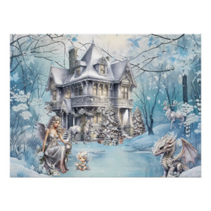 Poster Fée de Noël magique et capricieuse