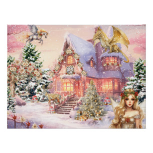 Poster Fée de Noël magique et fantaisiste