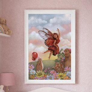 Poster Fée des fleurs et créatures des bois fête dans le 