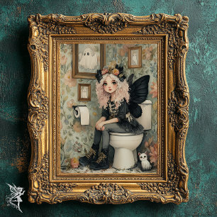 Poster Fée d'Halloween Whimsical sur Toilette avec l'art 