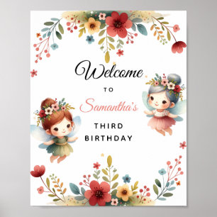 Poster Fée enchantée Jardin Fille Anniversaire Accueil