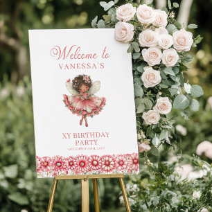 Poster Fée Magique Fille Rougeur Florale Anniversaire Bie