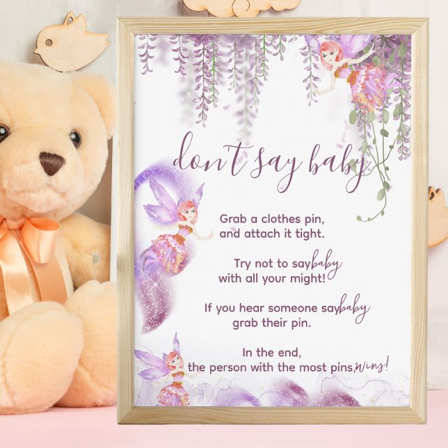 Poster Fée magique Ne pas dire Baby shower Jeu Signe (Créateur téléchargé)