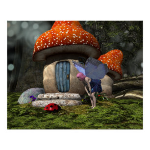 Poster Fée mignonne à cheveux roses rencontre Ladybug