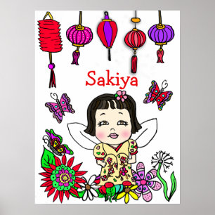 Poster Fée personnalisée aimée, bénie et adorée