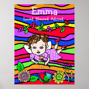 Poster Fée personnalisée aimée, bénie et adorée