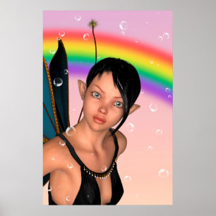Poster Fée sous l'arc-en-ciel