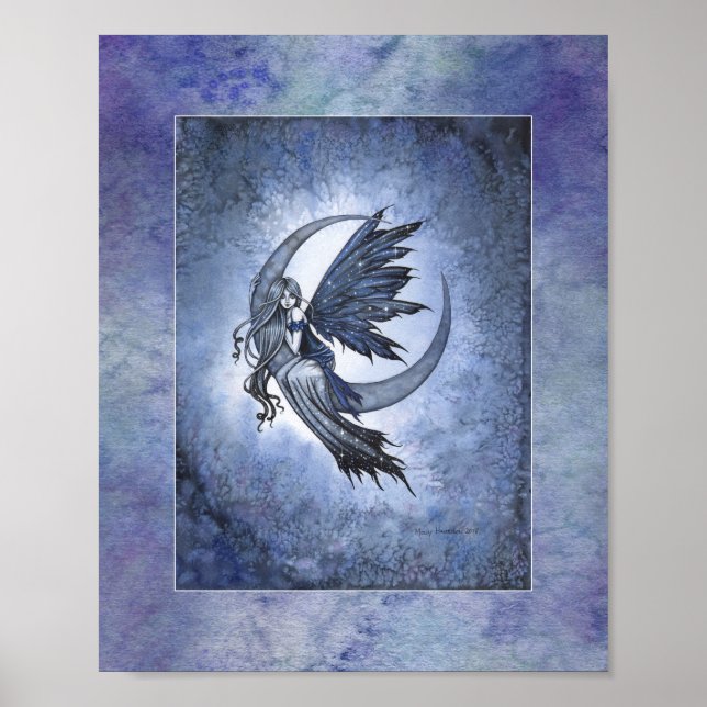 Poster Fée sur Crescent Moon Imaginaire Art par Molly H (Devant)