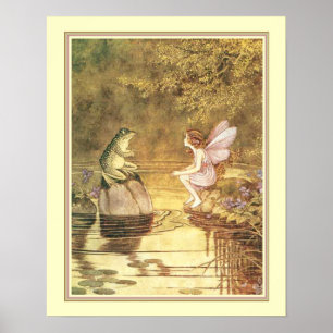 Poster Fée vintage et grenouille Imprimer par Ida Outhwai