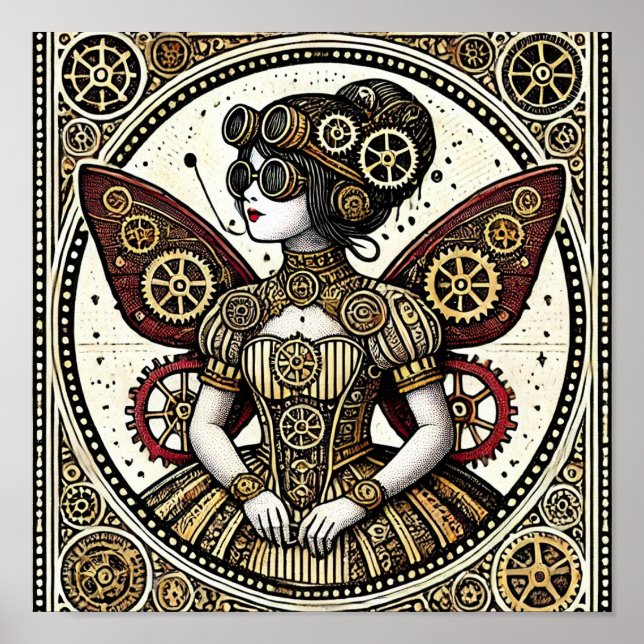 Poster Fée vintage Steampunk (Devant)