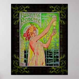 Poster Fée vintage unique de vert d'absinthe