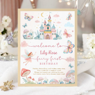Poster Fée Whimsical 1er fête d'anniversaire Accueil magi