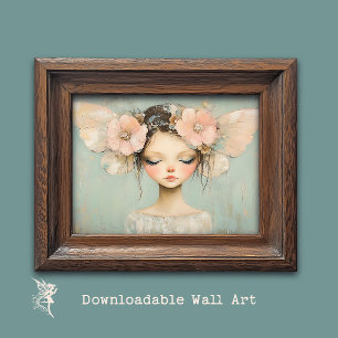Poster Fée Whimsical avec Pastel Floral Butterfly Wings