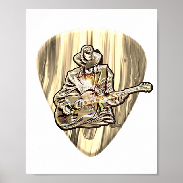 Poster Feel the Blues - Conception de guitare artistique (Devant)