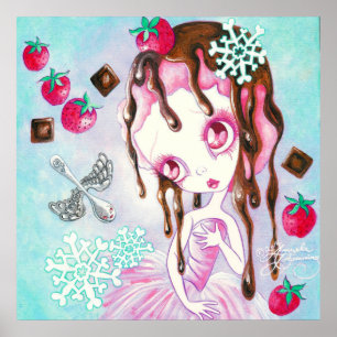 Poster Féerie de crème glacée au chocolat aux fraises