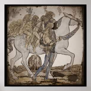 Poster Féeries à cheval blanc