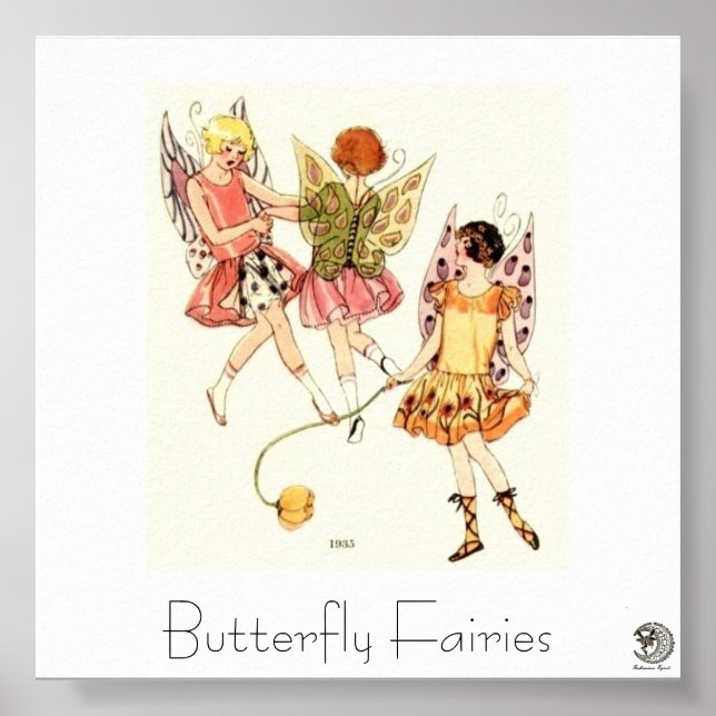 Poster Fées aux papillons des années 1930 (Devant)