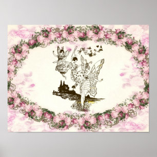 Poster Fées Danser Fleurs Vintages