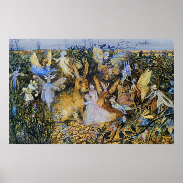 Poster Fées et lapin (Devant)