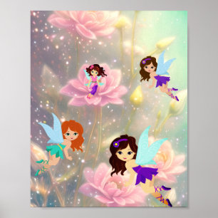 Poster fées et roses