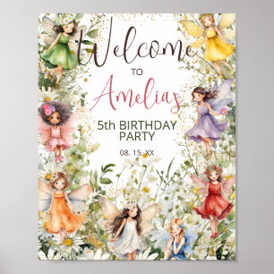 Poster Fées Florales d'aquarelle Parties scintillant Bien