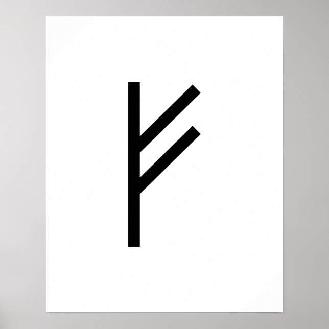 Poster Fehu géométrique noir (Prospérité) Rune viking (Devant)