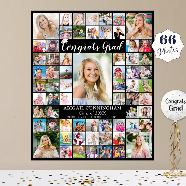 Poster Félicitations 66e année Collage photo Couleur pers (Créateur téléchargé)