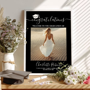 Poster Félicitations Boho Graduation Welcome Photo Sign