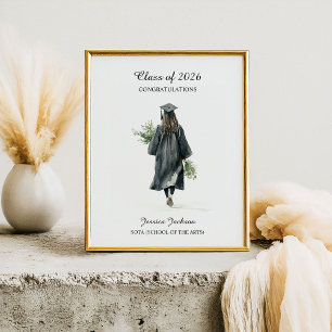 Poster Félicitations Brunette Femme Diplômée Promotion de
