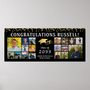 Poster Félicitations Diplômé 18 Photo Collage Gold Foil C