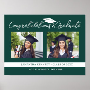 Poster Félicitations Grad 2025 Photo Vert Et Blanc