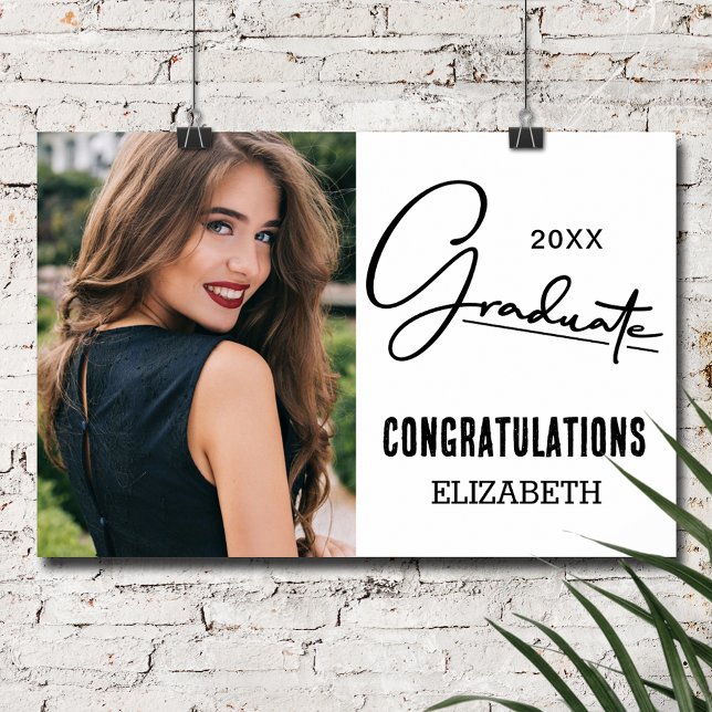 Poster Félicitations modernes photo du diplômé (Modern Congratulations Graduate Photo Poster, INSTANT DOWNLOAD and/or PRINTED)