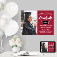 Félicitations Photo Rouge noir et blanc Graduation