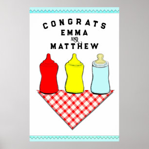 Poster Félicitations pour la Baby Shower BBQ