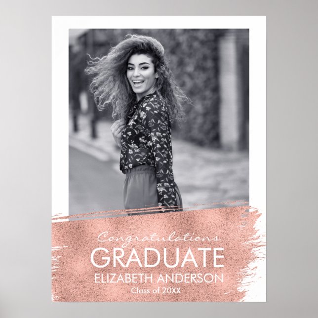 Poster Félicitations Rose Gold Photo Graduation Sign (Devant)