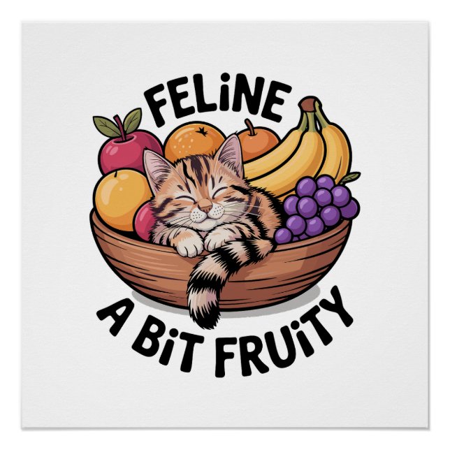 Poster Félin un peu fruité - Chat cosy (Devant)