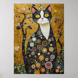 Poster Feline céleste en or